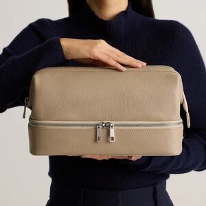 Quince Italian Leather Dual Compartment Toiletry Bag